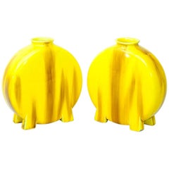 Minton Pottery Yellow-Glazed Moon Flasks