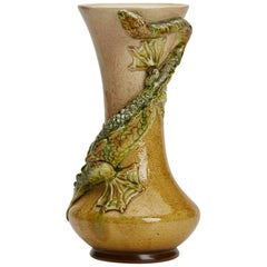 Antique Burmantofts Faience Faience Dragon Vase Signed Lsk