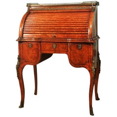 Antique 19th Century Burr Walnut Bureau de Dame or Writing Desk c. 1890