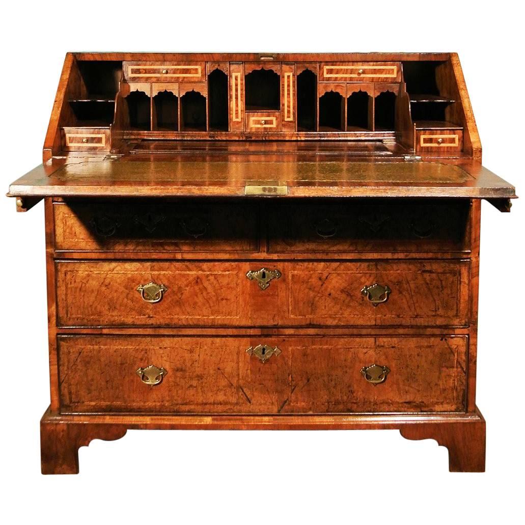 Exceptional George II Walnut Bureau circa 1740