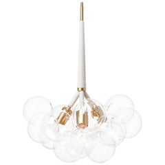 Original Bubble Chandelier in Natural Cotton and Satin Brass by Pelle