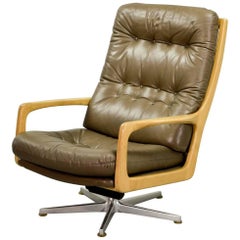 Vintage Luxurious Leather Lounge Chair Designed by Eugen Schmidt, 1970s