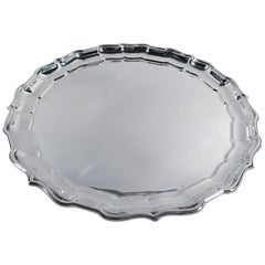 Large Cartier Sterling Silver Tray in Chippendale Piecrust Pattern