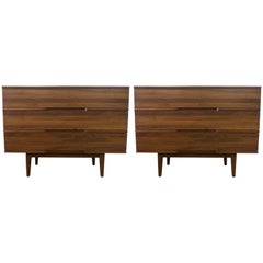 1960 Pair of Unique Walnut Dressers