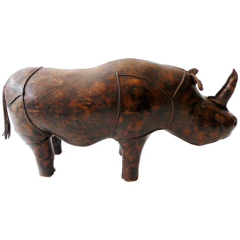 Dimitri Omersa Leather Rhinoceros Ottoman Footstool Abercrombie and