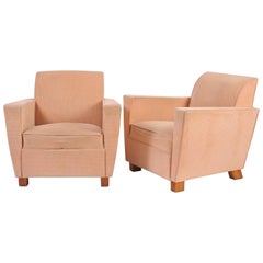 Pair of 1940s Club Armchairs in the Manner of Jacques Adnet
