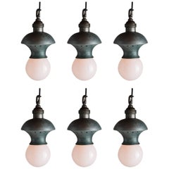 Vintage Oxidized Metal Exposed Bulb Pendant Lights