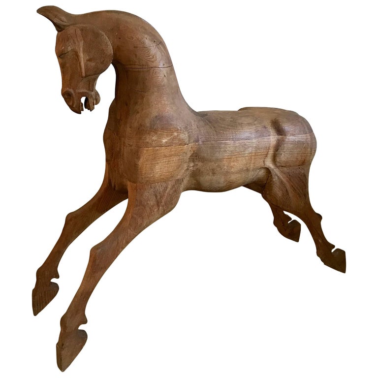Large Early 20th Century, Wooden Folk Art Horse Sculpture at 1stDibs