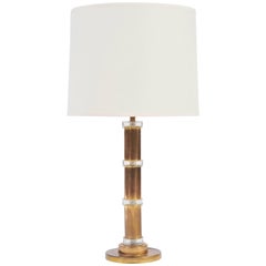 Large 1950s Brass and Glass Table Lamp Large 1950s Brass and Glass Table Lamp