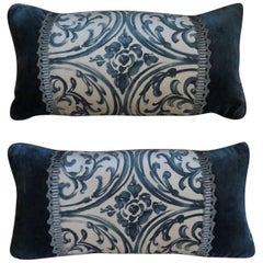 Maison Maison Pair of Teal Silk Velvet Pillows