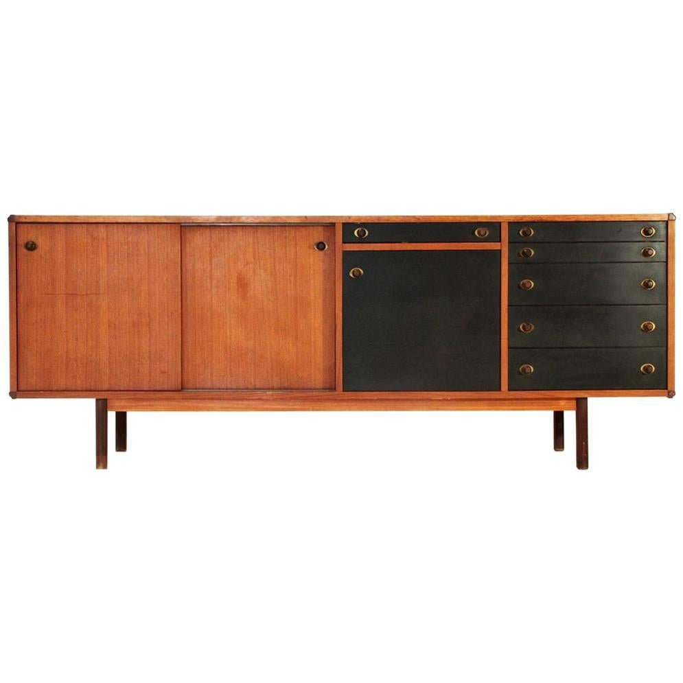 Italian Sideboard with Wood and Brass Knobs