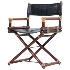 1950s McGuire Bamboo & Brass & Leather Folding 'Director's X Chair'