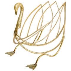 Brass Swan Form Magazine Holder