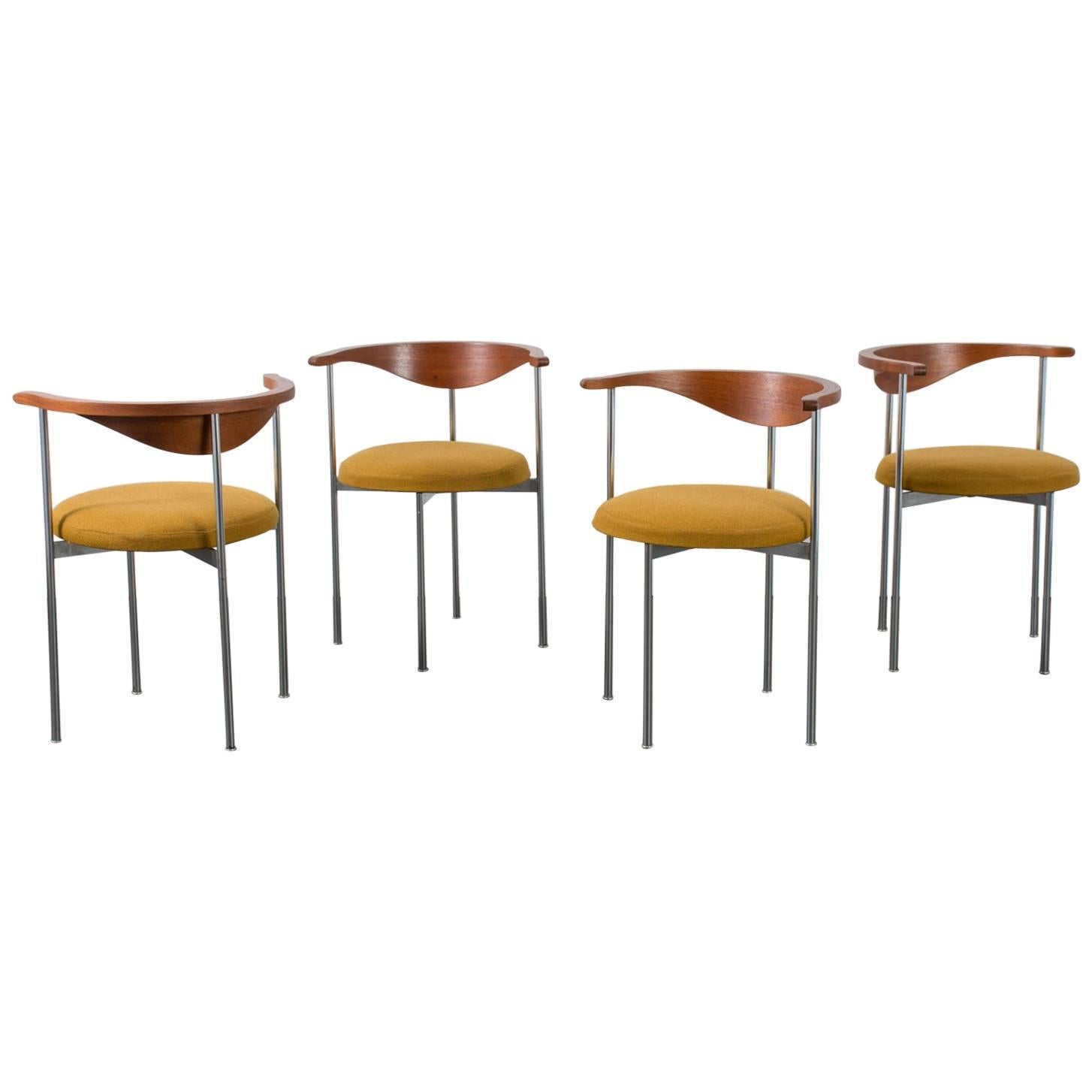 Frederik Sieck for Fritz Hansen Set of Four Model 3200 Chairs, Denmark, 1960s For Sale