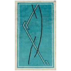 Tapis d'accent Art Déco Persan Amoghli Mashad fait main au milieu du siècle dernier