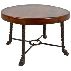 Iron and Oak Low Table, France, circa 1960s