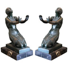 Le Faguays, Bronze Art Deco Sculpture, Bookends, 1930