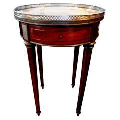 19th Century French Louis XVI Style Walnut Bouillotte Table with Marble Top