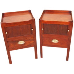 Antique Georgian Pair of Tray Top Commodes or Bedside Tables