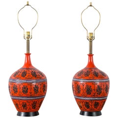 Pair of Vintage Mid-Century Ceramic Table Lamps by Raymor 7