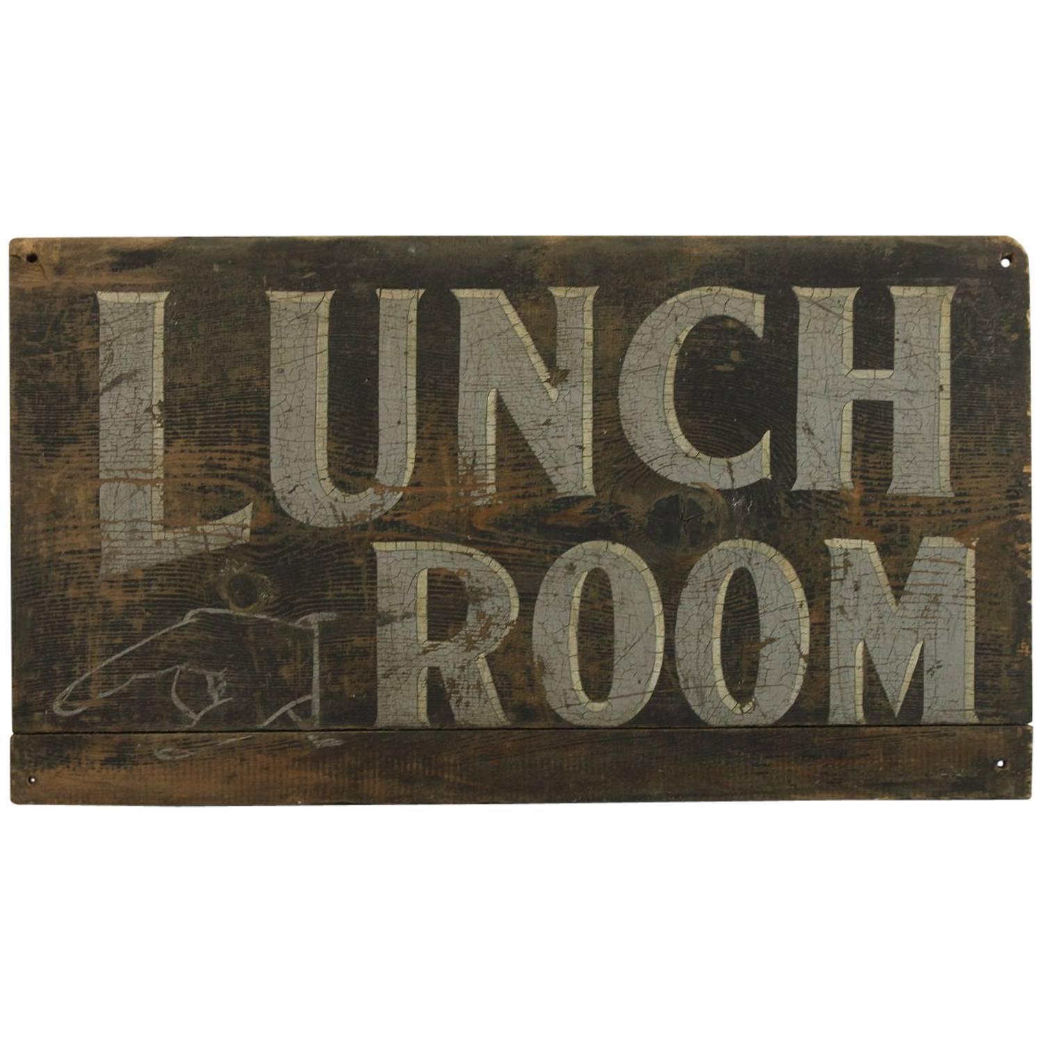 1920s Hand Painted Wood Sign "Lunch Room"