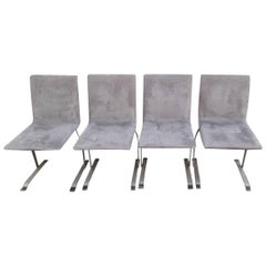 Set of Four Saporiti Chrome, 1980s Chairs