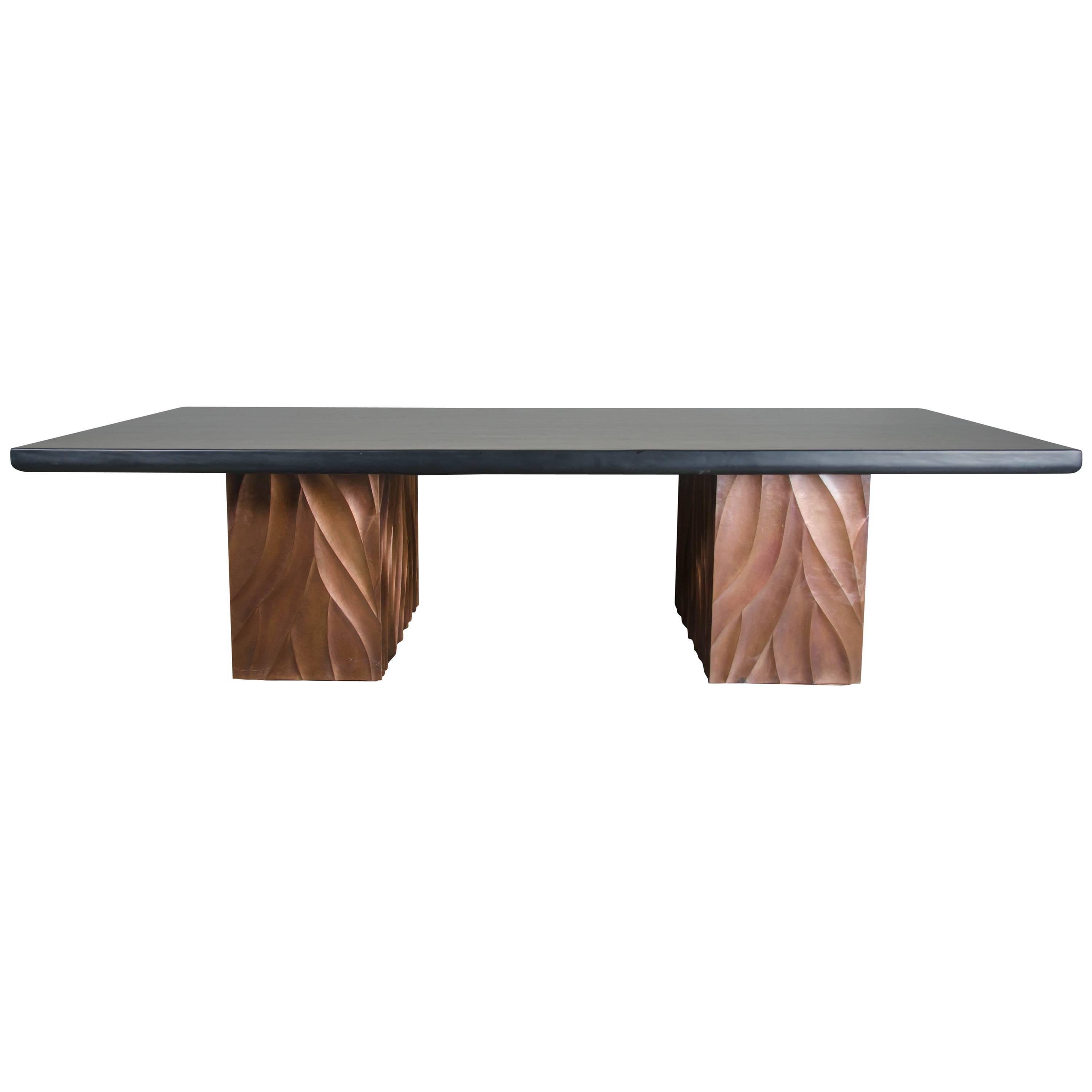 Za Xian Dining Table Base ‘Pair’, Antique Copper by Robert Kuo, Limited Edition