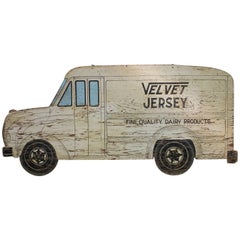 1930s Double Sided Hand-Painted Milk Truck Wood Sign 6