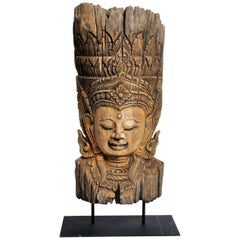 Southeast Asian Carving of a Goddess on Stand