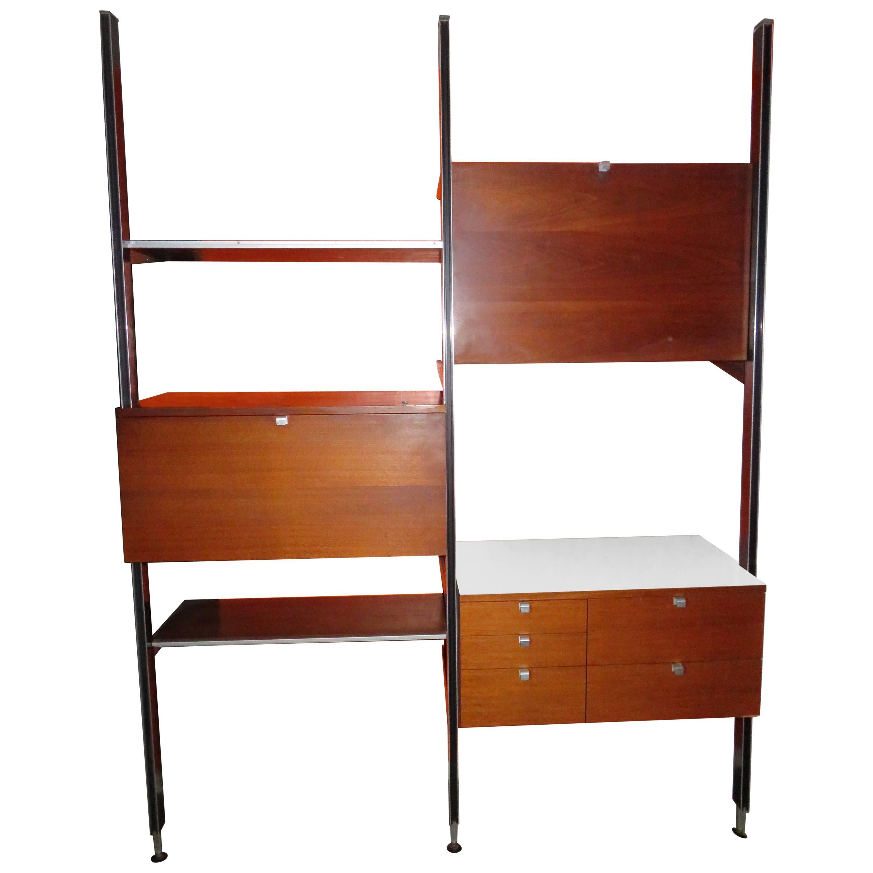Two Bay Css Wall Unit Walnut by George Nelson Herman Millerm, Mid-Century
