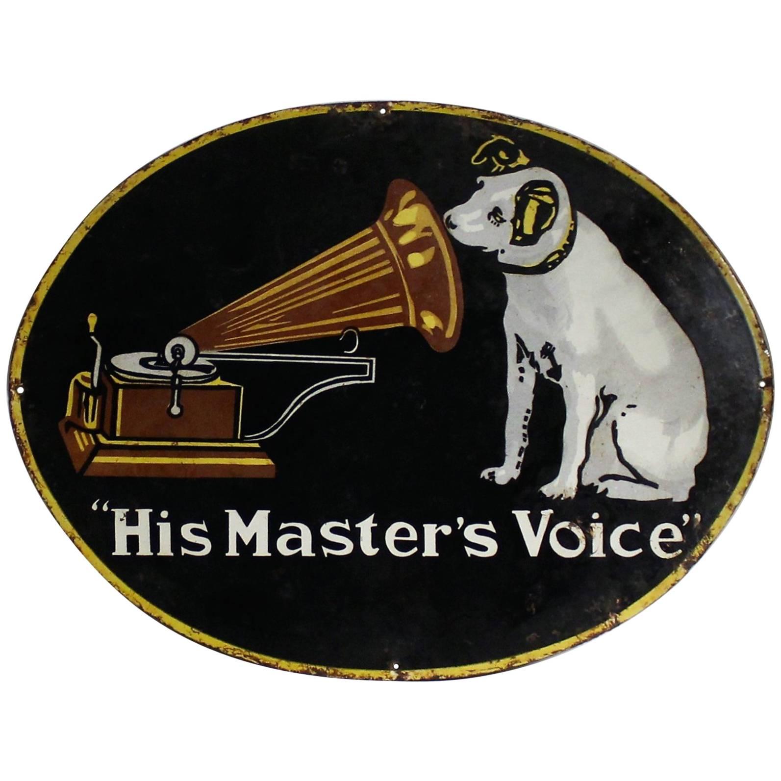 His Masters Voice Porcelain Advertising Sign