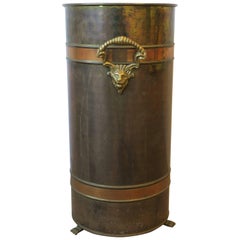 Vintage European Regency Brass and Copper Umbrella Stand, Holland