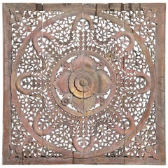 Carved Ceiling Panel with Flower Motifs