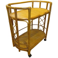 Mid-Century Bamboo and Cane Bar Cart