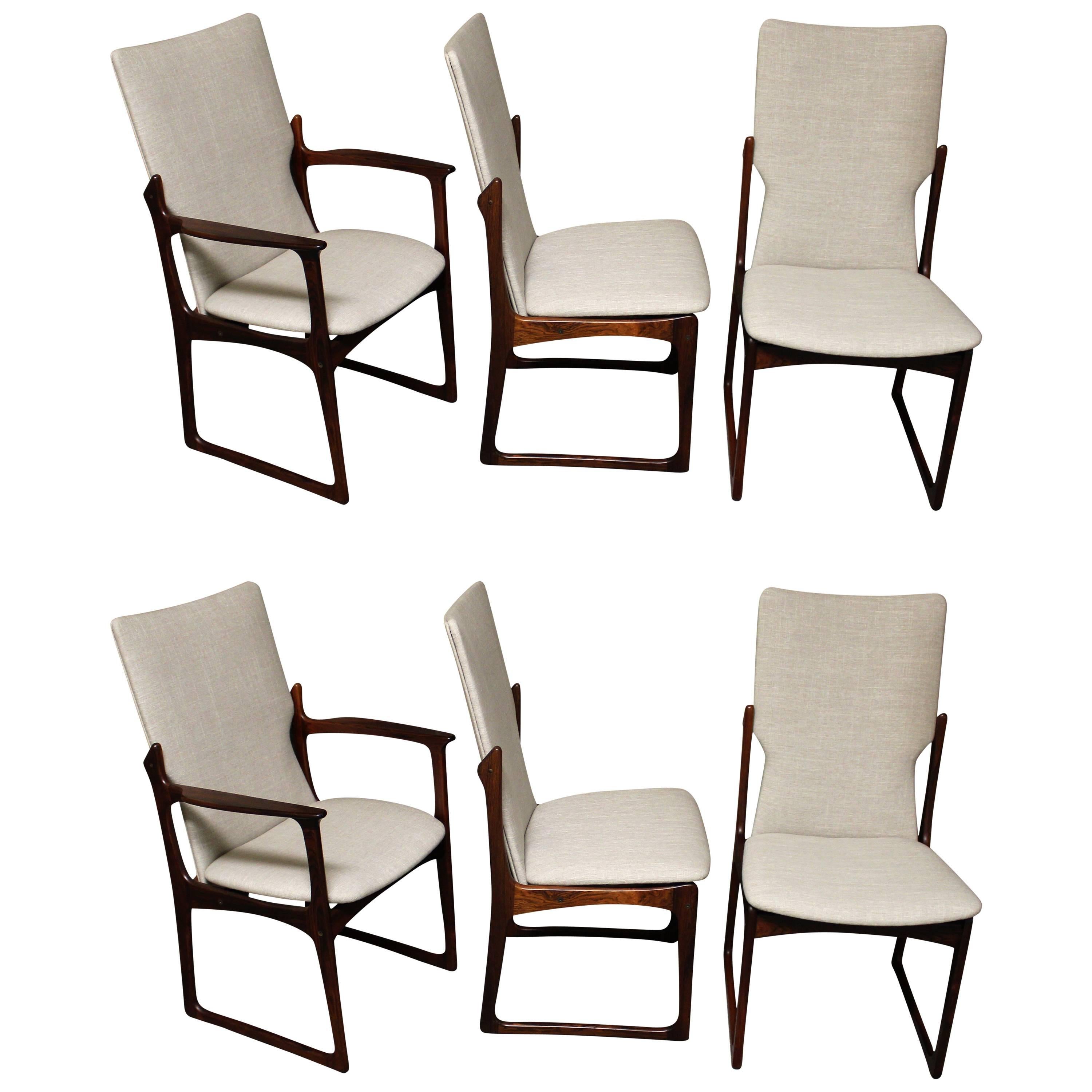 Six Danish Rosewood Dining Chairs by Art Furn