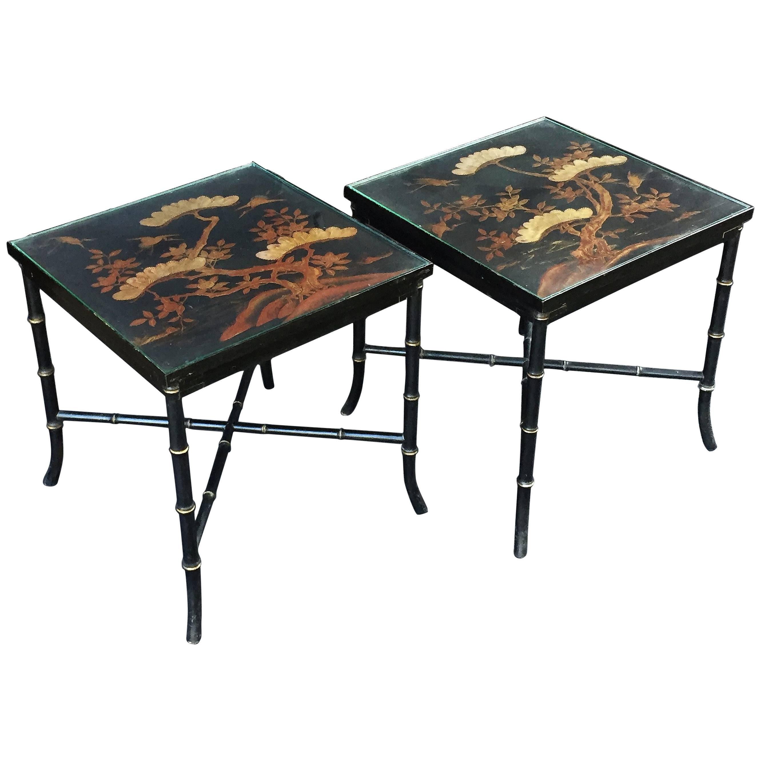 English Low Tables of Japan-Lacquered Bamboo 'Individually Priced'