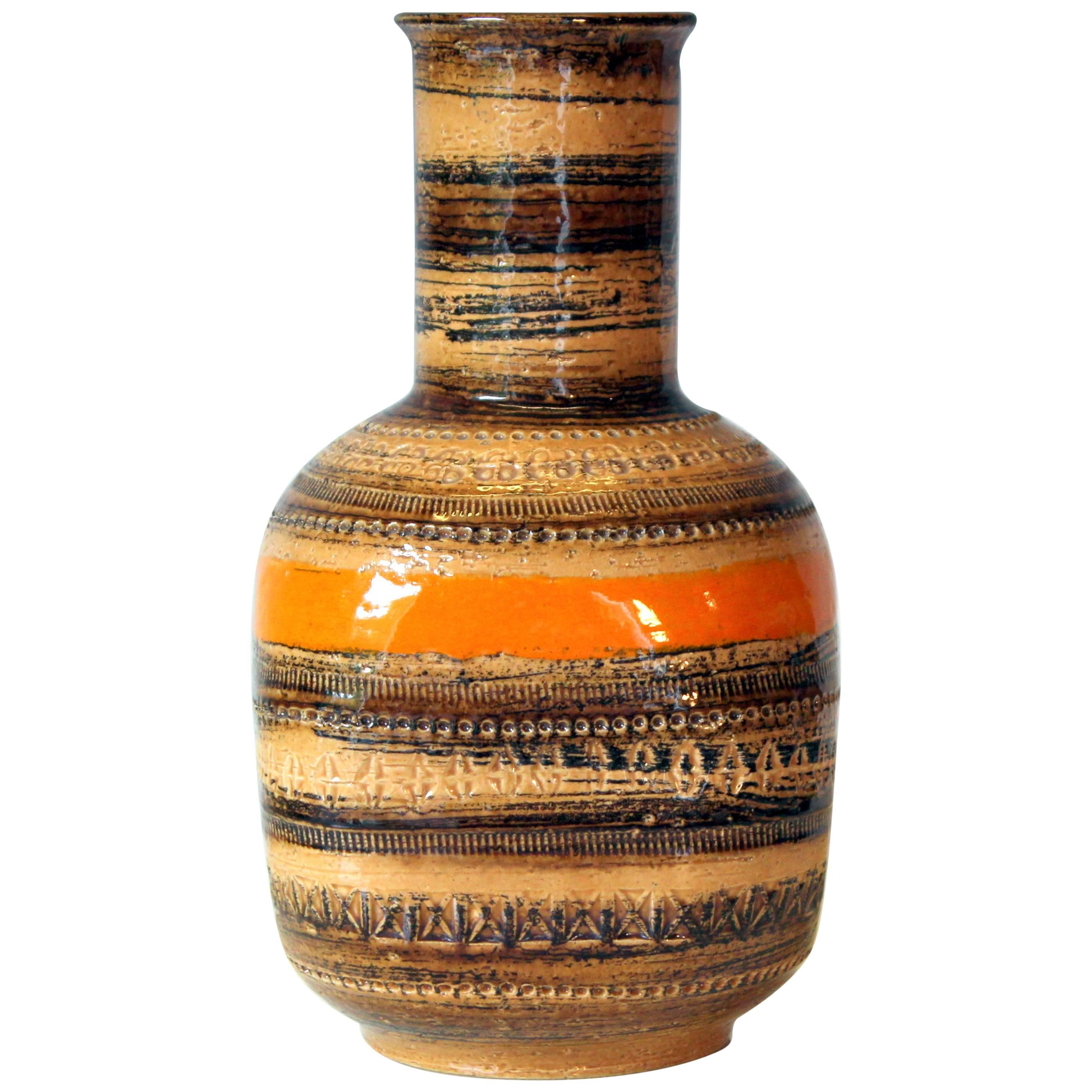 Bitossi for Raymor Large Rimini Sahara Decor Vase Original Label Italian Pottery