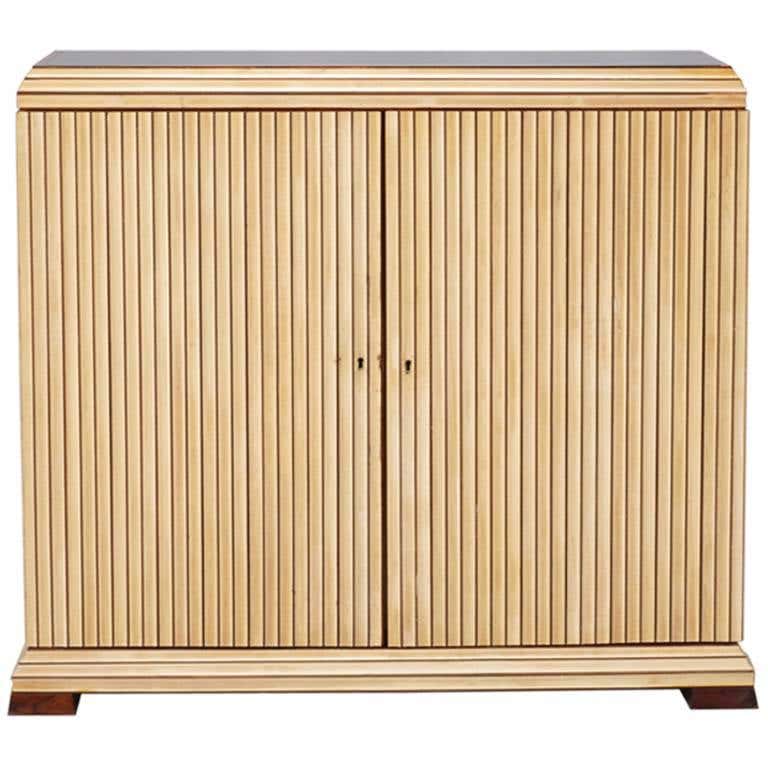 Maple Reeded Panel Reeded Maple Cabinet with Rosewood Trim and Black Glass at 1stDibs ...