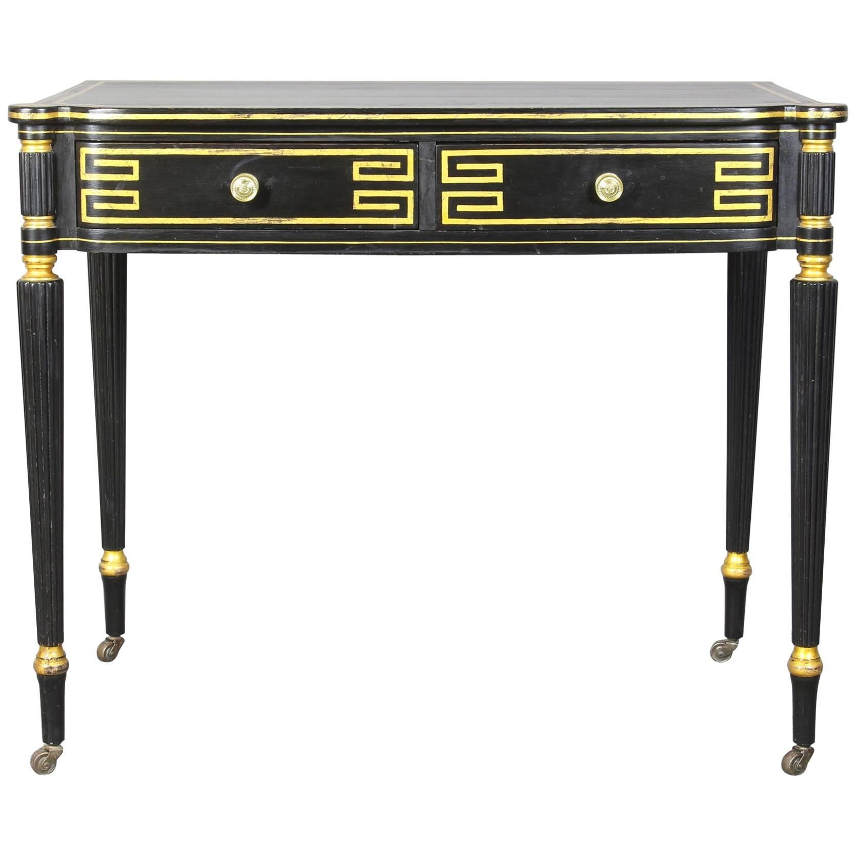 Ebonized and Gilt Decorated Regency Style Console Table For Sale