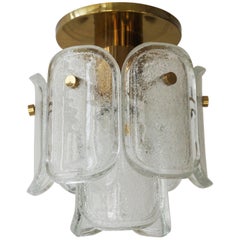 Kalmar Flush Mount or Pendant Lights 'Palazzo', Gilt Brass and Glass, 1970