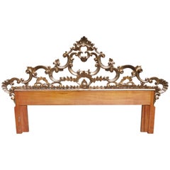 Hollywood Regency Ornate Cast Metal Antique Italian Gilded King-Size Headboard