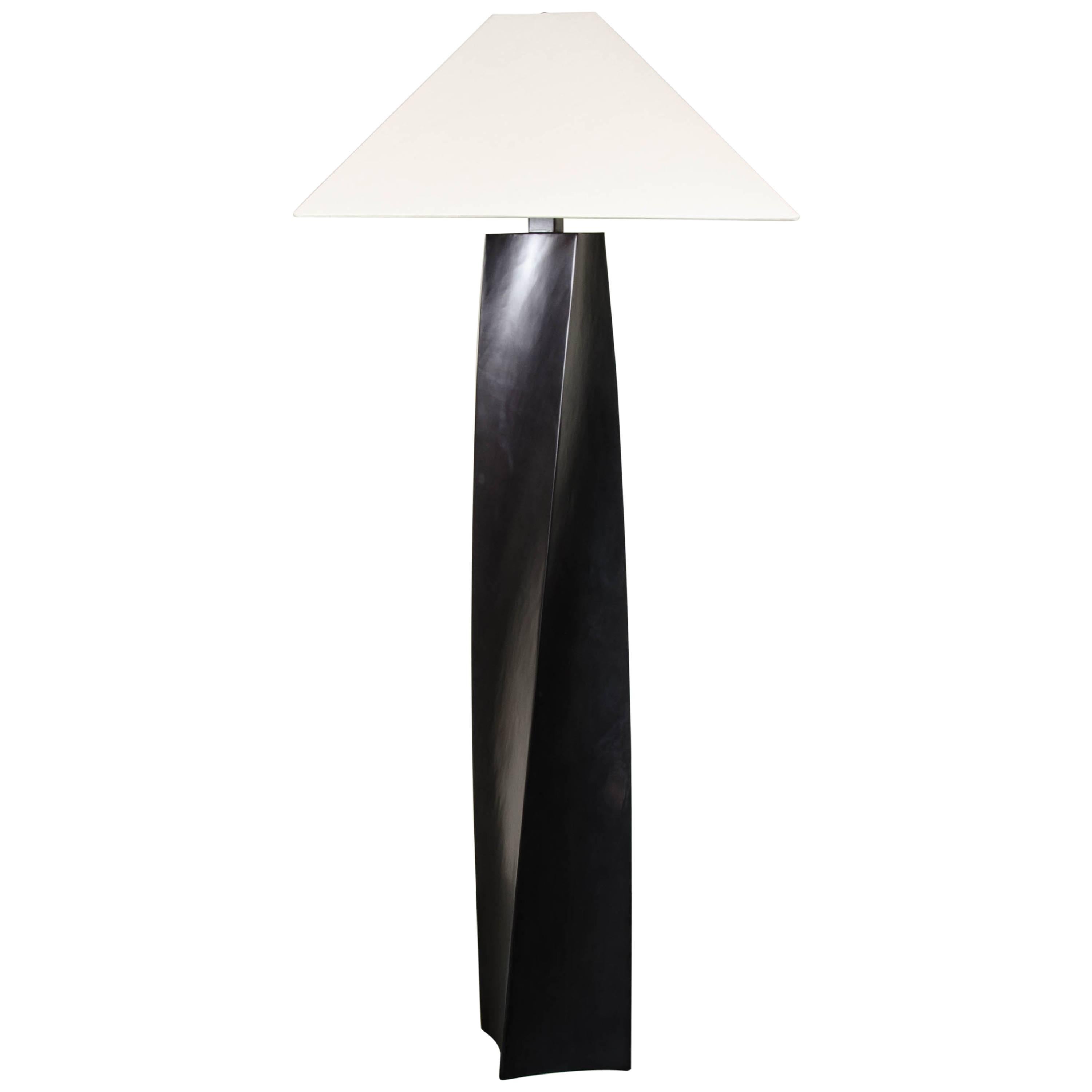 Helix Floor Lamp, Black Copper by Robert Kuo, Limited Edition For Sale