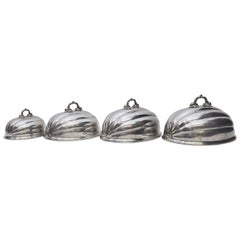 Antique Set of Four Victorian English Graduated Size Meat and Food Domes by James Dixon