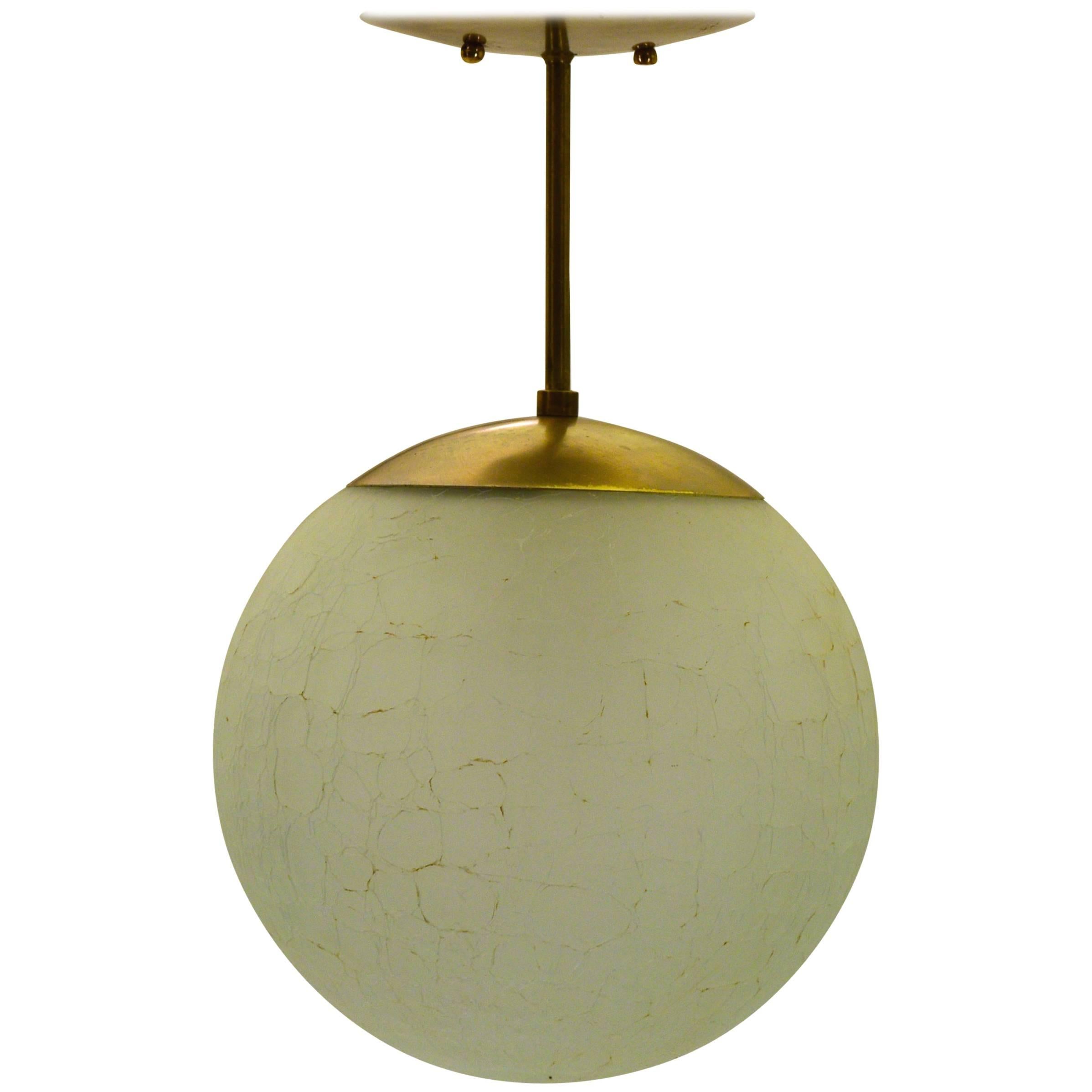 Exceptional Crackled Glass Globe Pendant Lamp by Moe Lighting