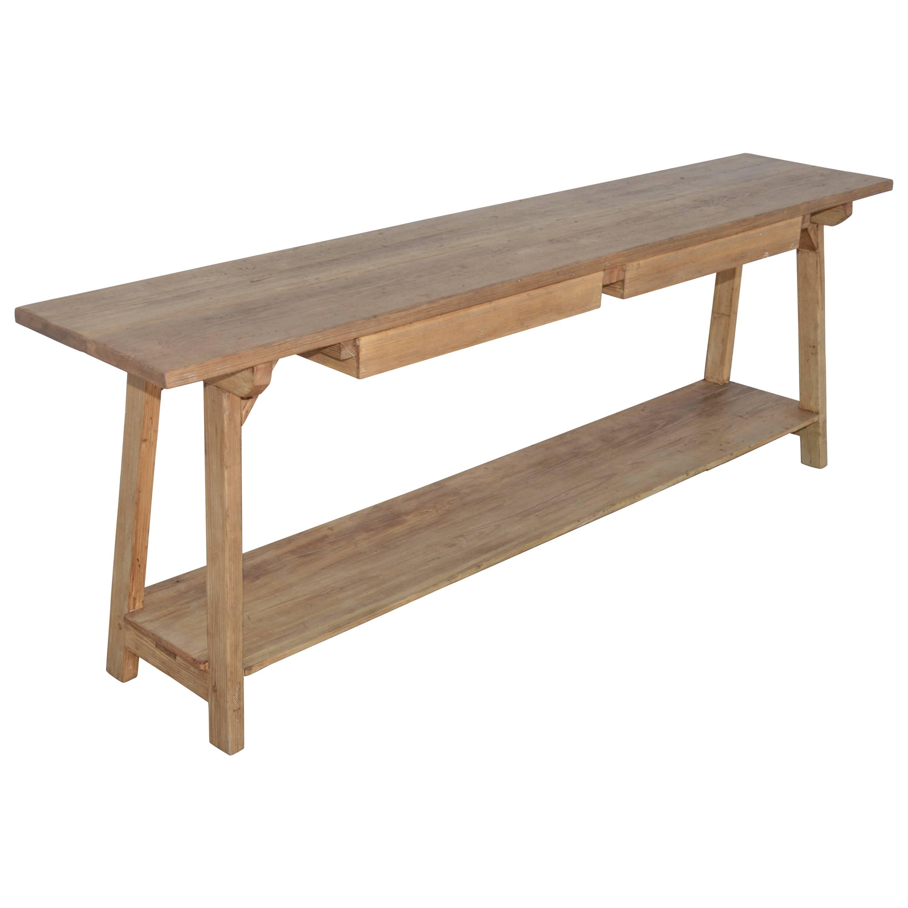 AgathaConsole Table in Reclaimed Heart-Pine, Built to Order by Petersen Antiques For Sale