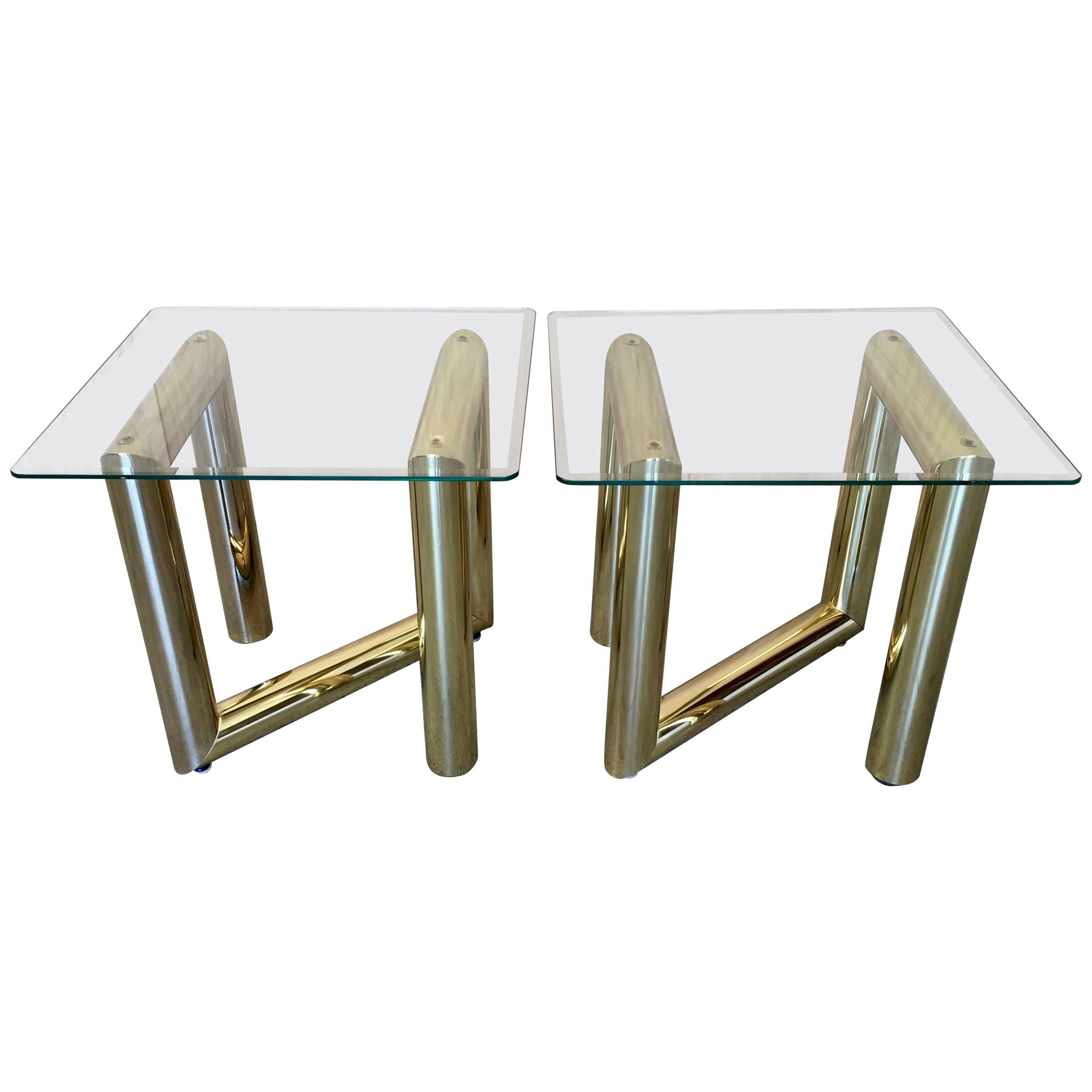 Pair of Brass Tubular Side Tables