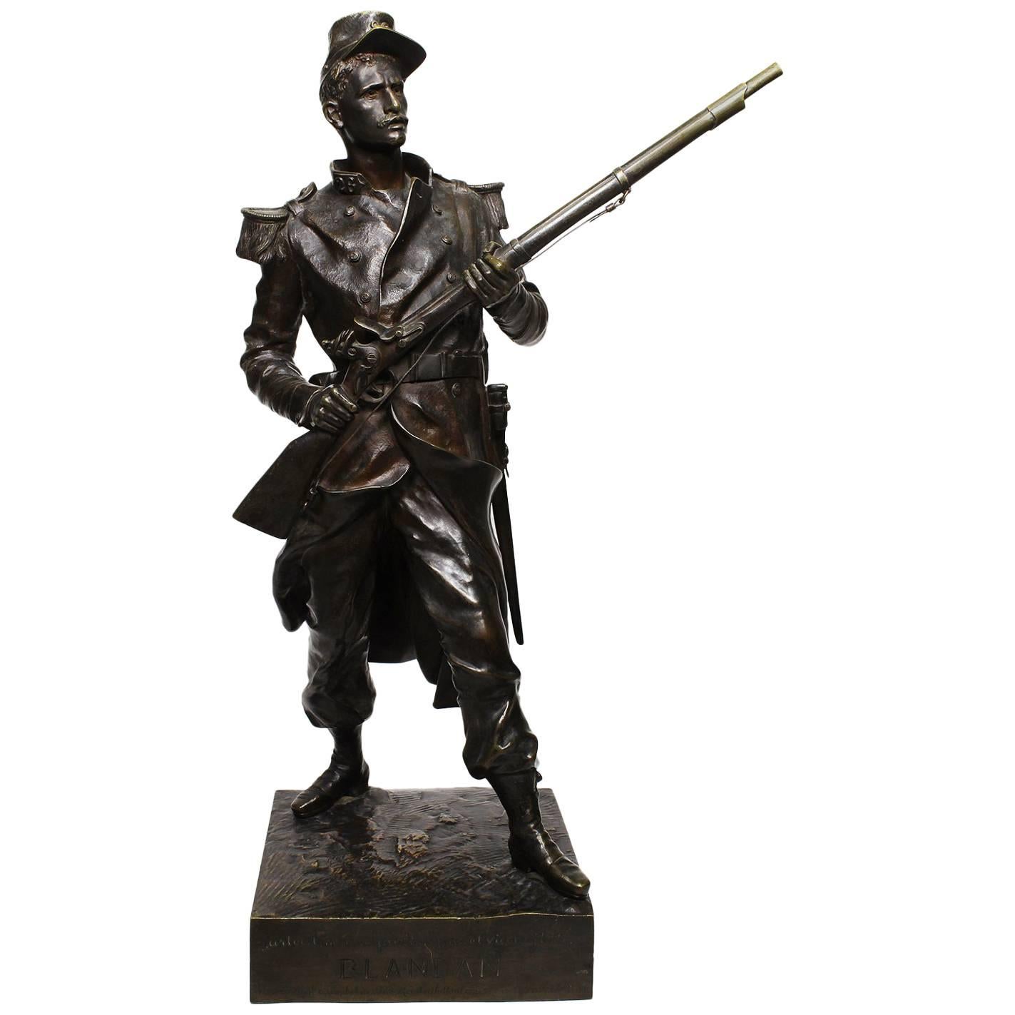 French 19th Century Bronze Military Figure of "Blandan" after Jean Gautherin