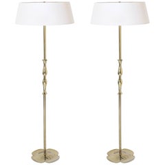 Pair of Patinated Solid Bronze Lamps Signed by Scarpa, circa 1960