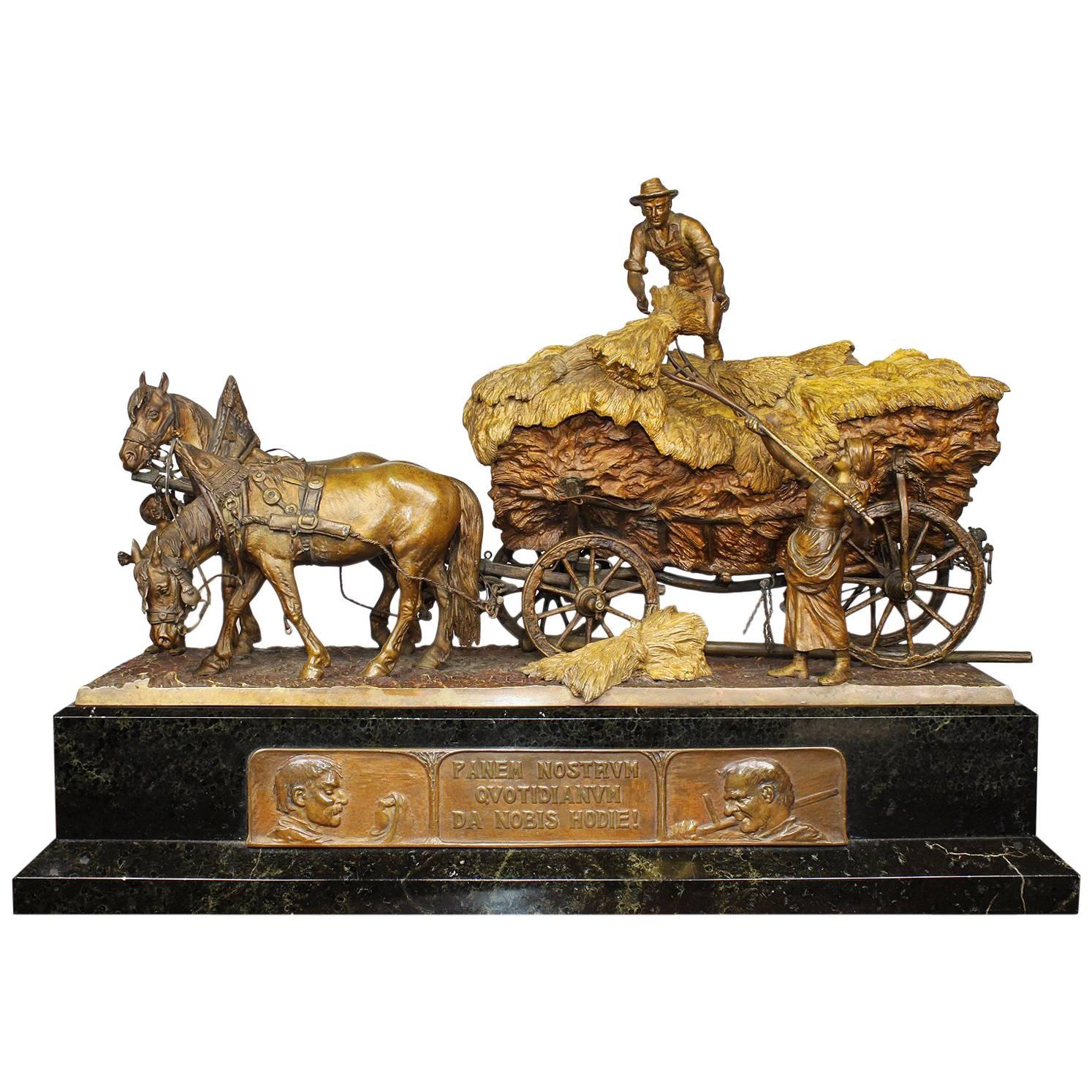 Rudolf Winder, 19th Century Gilt-Bronze Sculpture "Farmers"