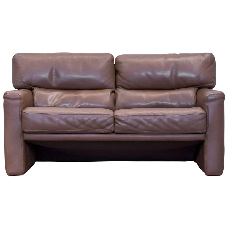 Brühl and Sippold Designer Sofa Leather Brown Two-Seat ...